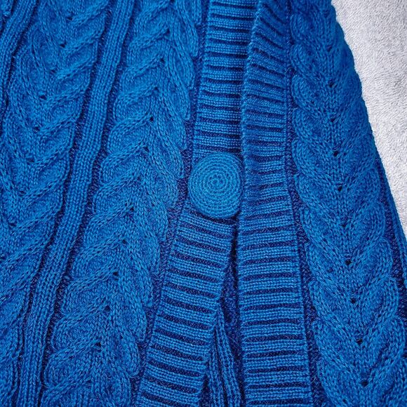 Simply Natural Trenza Capa Baby Alpaca Wool Teal Blue Ruana Cape Style Sweater - Picture 6 of 12